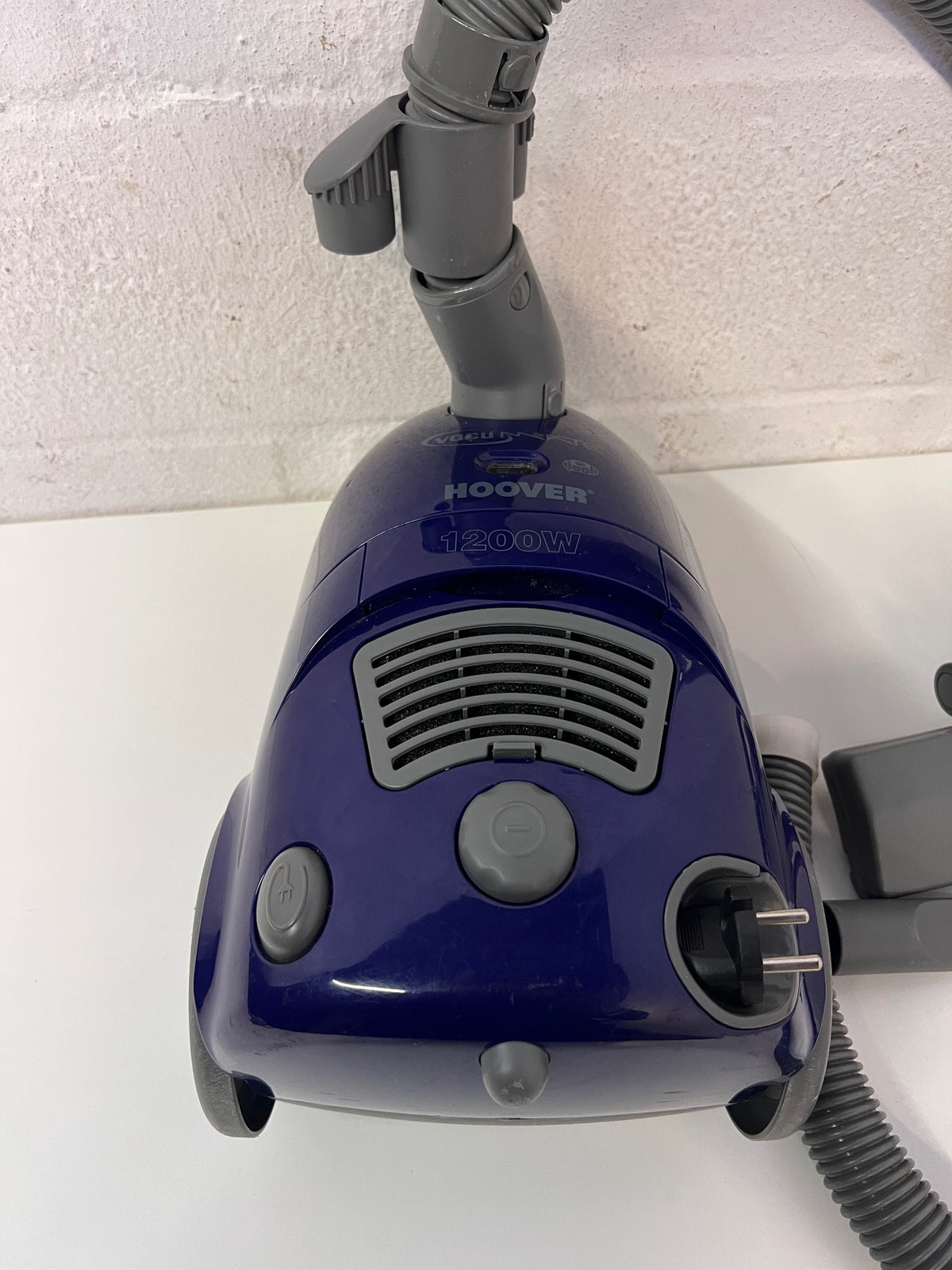 Hoover 1200W Canister Vacuum Cleaner in Navy Blue — Working with Missing Connectors and Internal Faults – main front view
