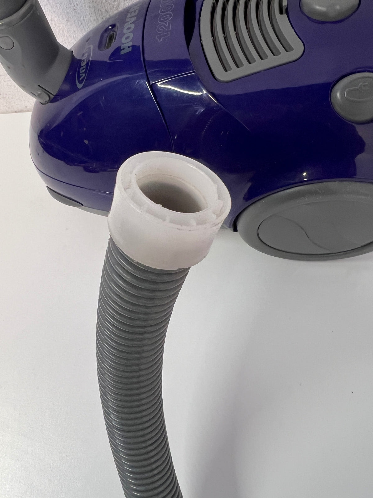 Hoover 1200W Canister Vacuum Cleaner in Navy Blue — Working with Missing Connectors and Internal Faults – top view