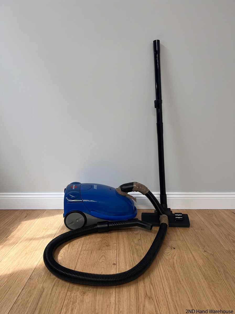 Blue Canister Vacuum Cleaner with Attachments – styled product image