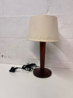 Wooden Table Lamp with Cream Fabric Shade – condition detail