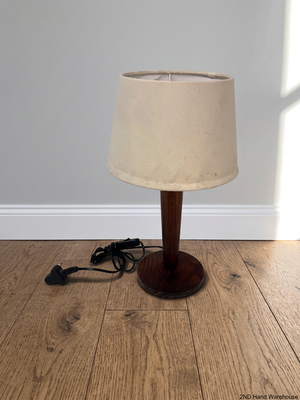 Wooden Table Lamp with Cream Fabric Shade – styled product image