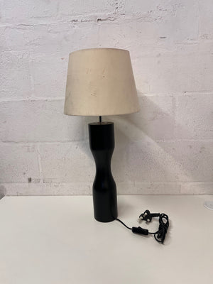 Modern Hourglass Table Lamp with Cream Fabric Shade – side view