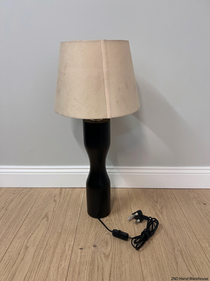 Modern Hourglass Table Lamp with Cream Fabric Shade – styled product image