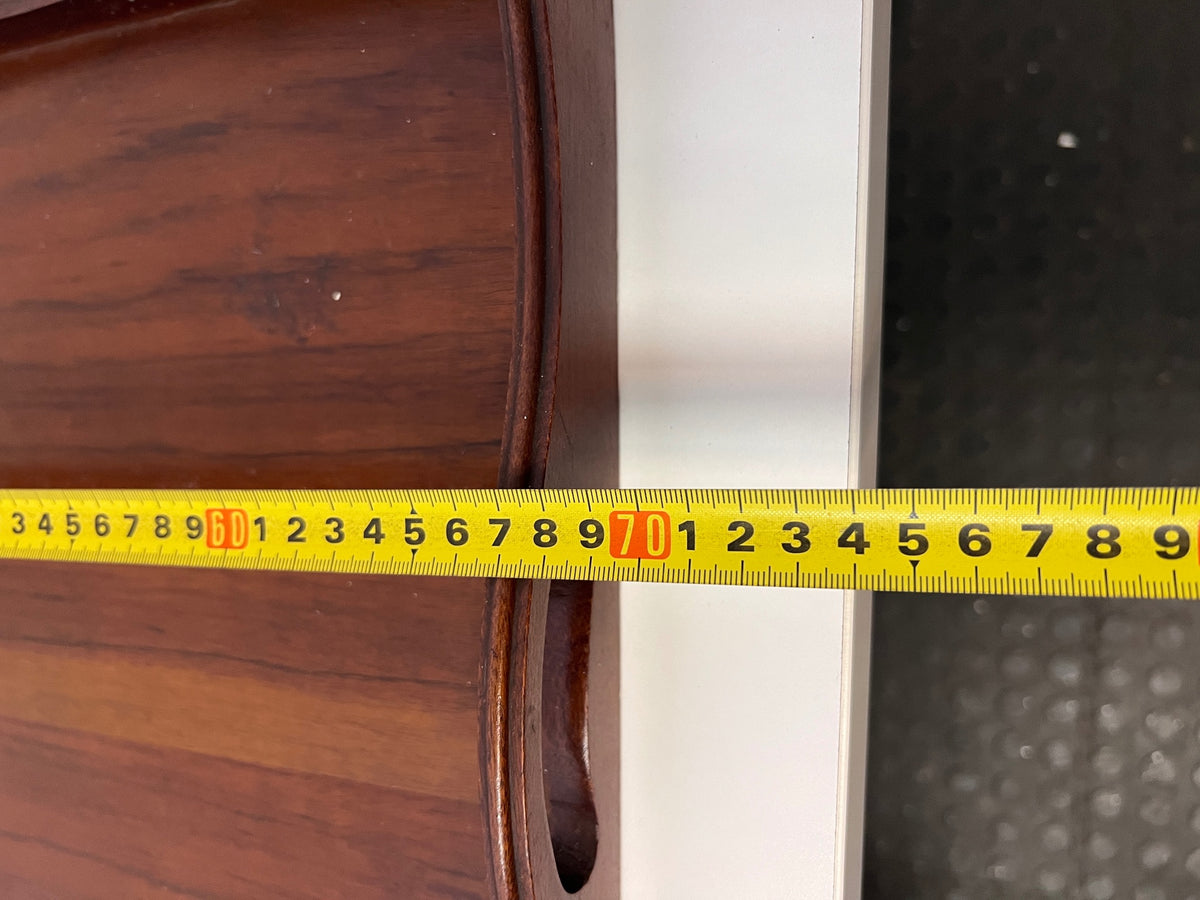 Scalloped Edge Dark Wood Serving Tray with Handles – width measurement