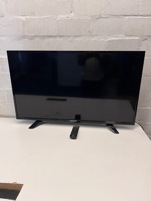 Telefunken Black LCD TV with Remote Control – side view