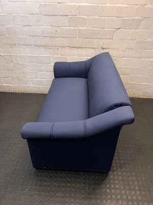 Navy Blue Fabric 2-Seater Couch with Flared Arms – side view