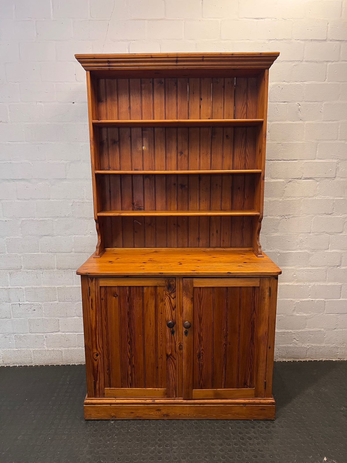 Tall Pine Welsh Dresser with Open Shelving – main front view
