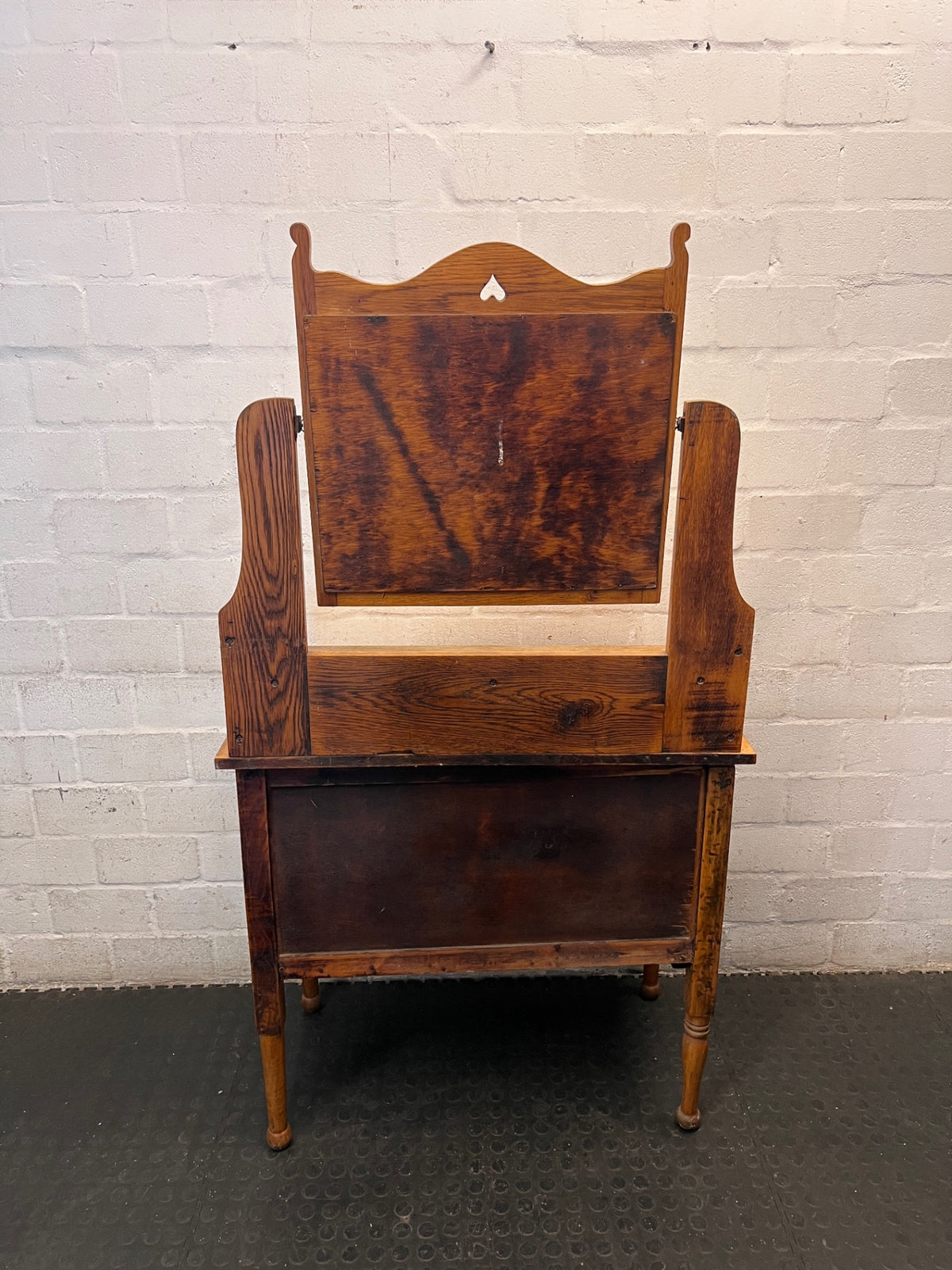 Oak Dressing Table with Tilt Mirror and Two Drawers – back view