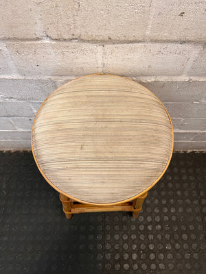 Cane Bar Stool with Padded Fabric Seat – back view