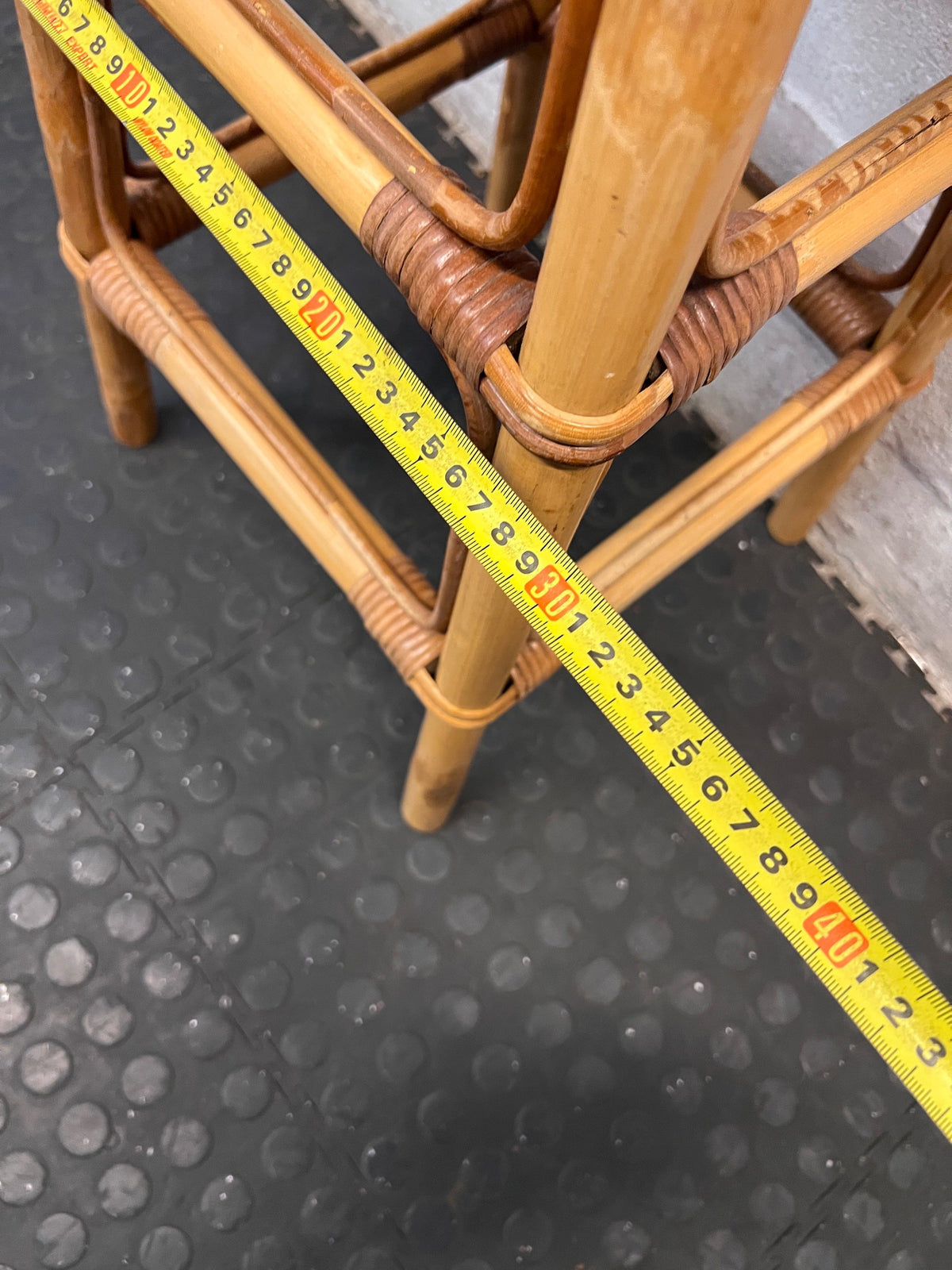 Cane Bar Stool with Padded Fabric Seat – depth measurement