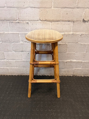 Cane Bar Stool with Padded Fabric Seat – main front view