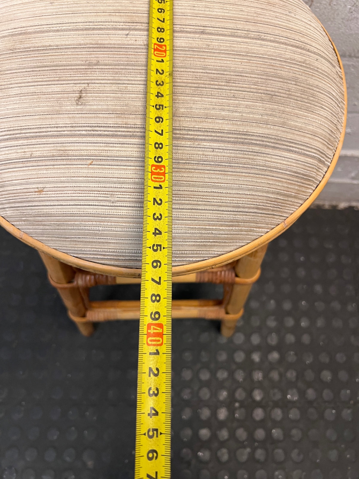Cane Bar Stool with Padded Fabric Seat – width measurement
