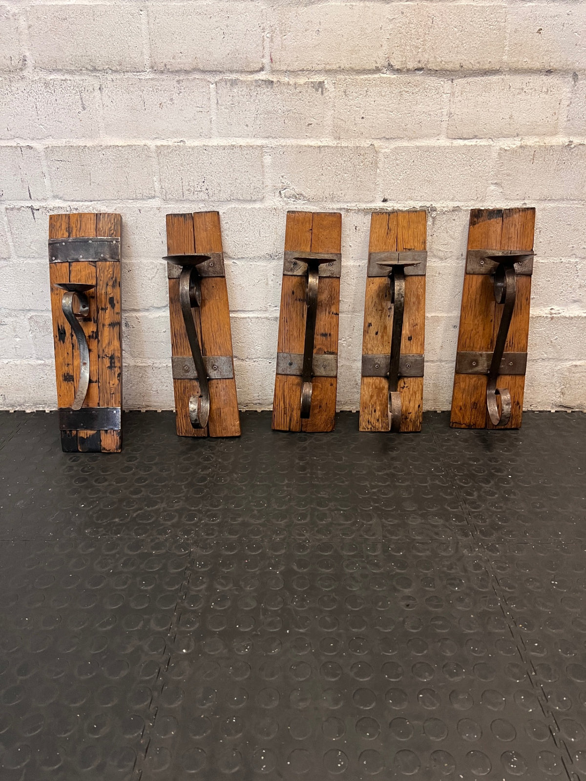 Rustic Wine Barrel Stave Candle Holder – back view