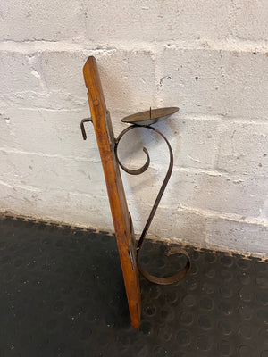 Rustic Wine Barrel Stave Candle Holder – side view