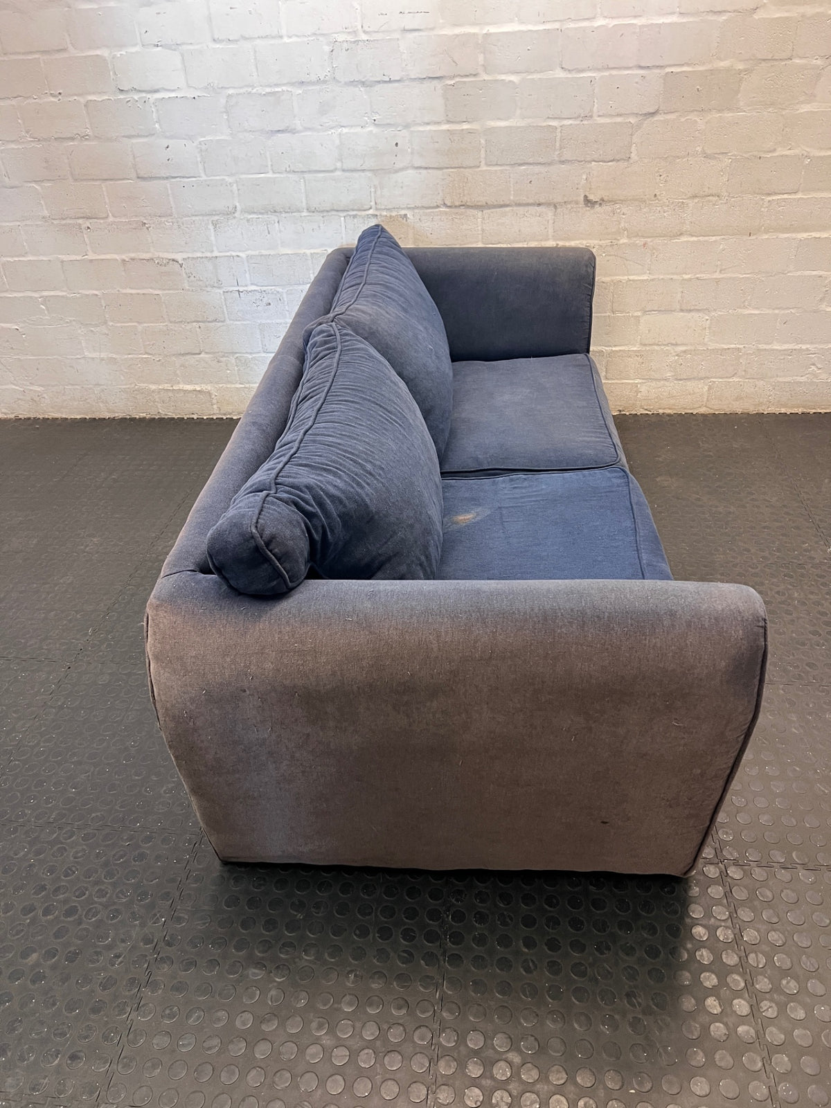 Navy Blue Fabric 3 Seater Couch – back view