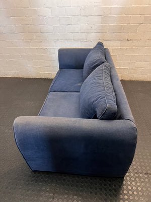 Navy Blue Fabric 3 Seater Couch – side view