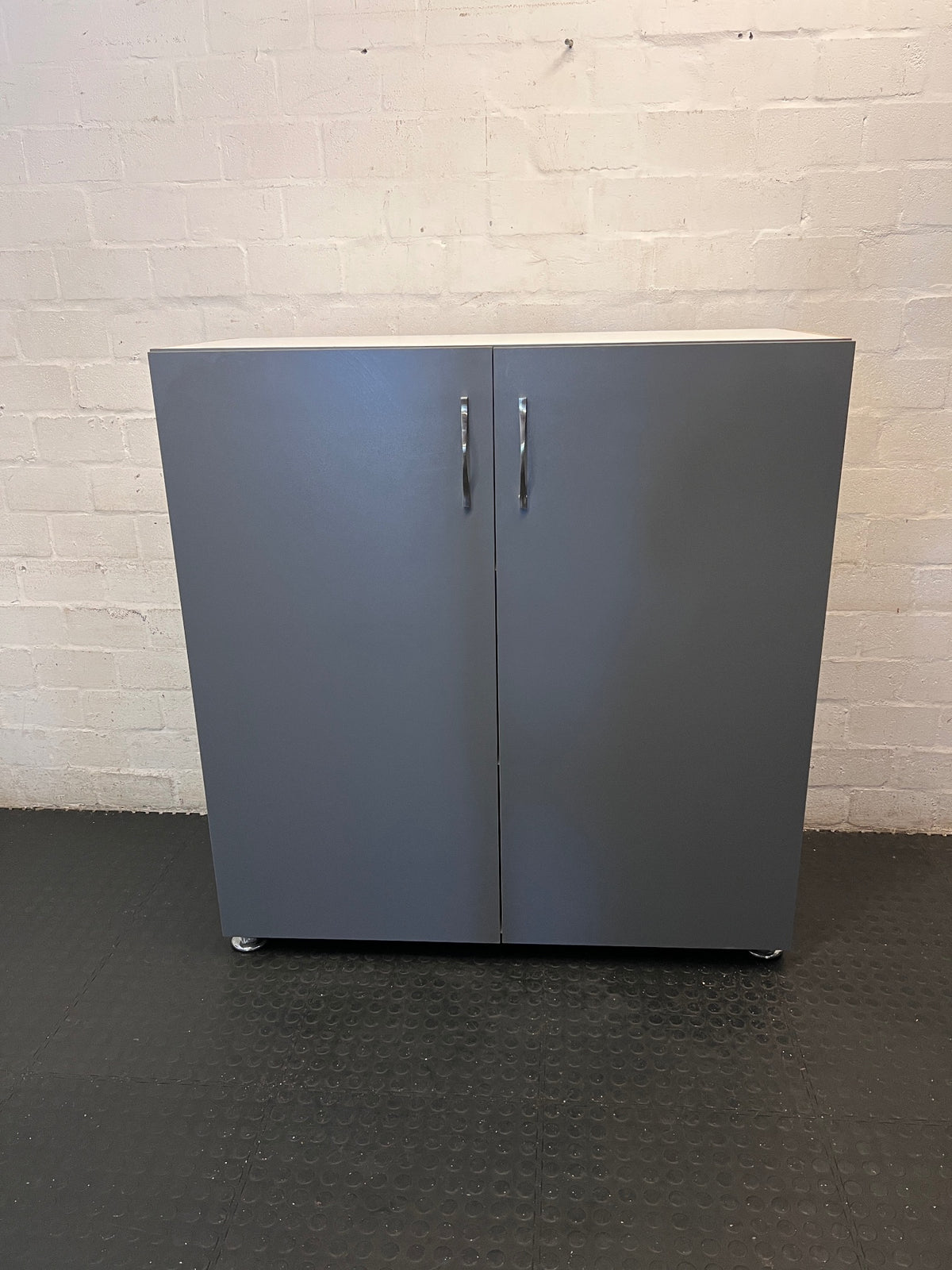 Modern Grey and White Two-Door Office Cupboard – main front view