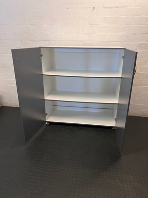 Modern Grey and White Two-Door Office Cupboard – side view