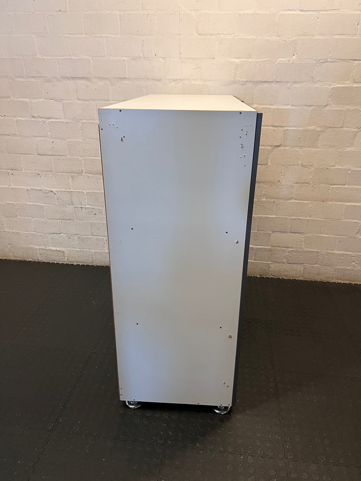 Modern Grey and White Two-Door Office Cupboard – top view