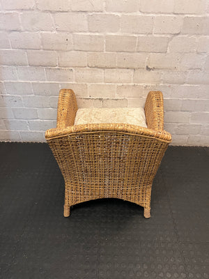 Wicker Armchair with Patterned Cushion – condition detail