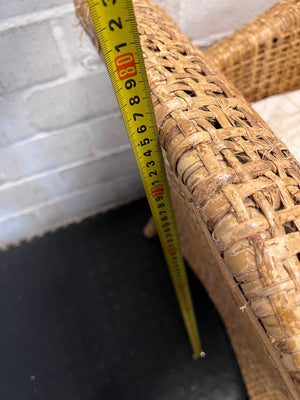 Wicker Armchair with Patterned Cushion – height measurement