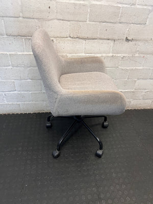 Grey Fabric Office Chair with Black Swivel Base – side view
