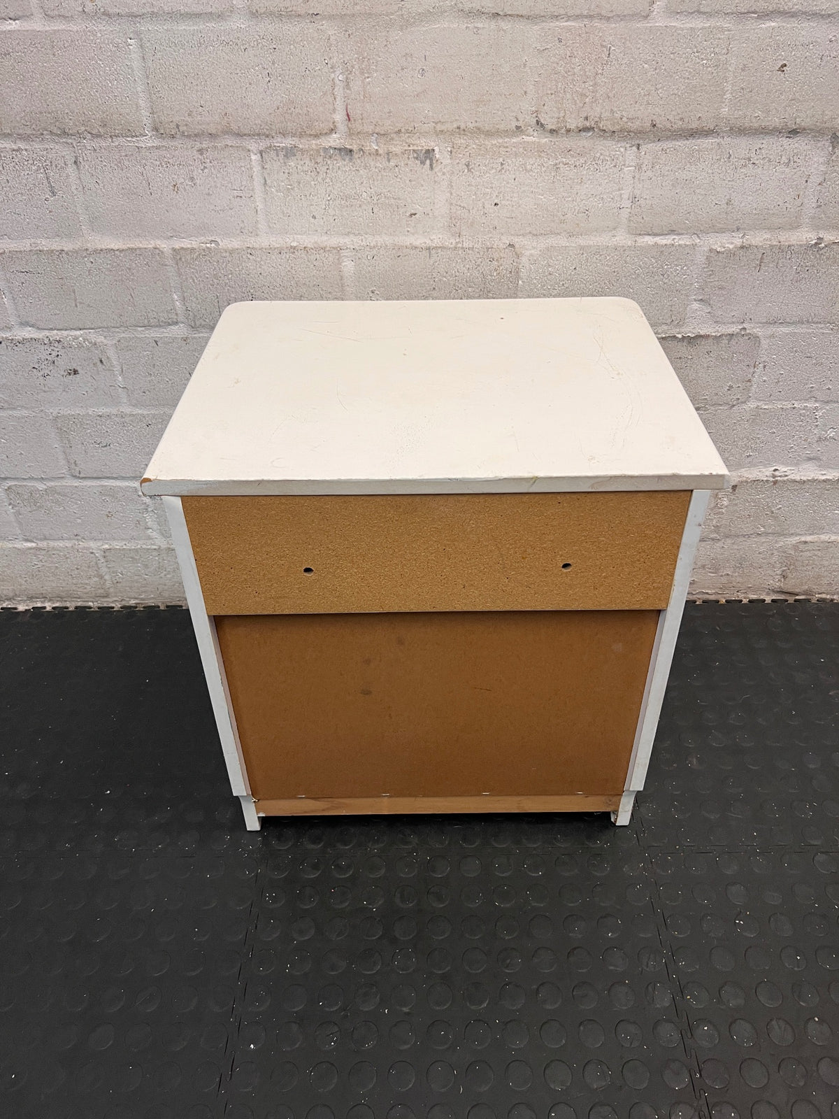 White 3-Drawer Storage Pedestal – back view