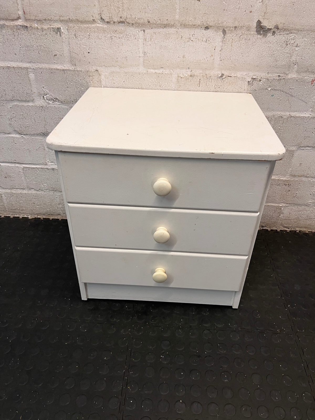 White 3-Drawer Storage Pedestal – main front view