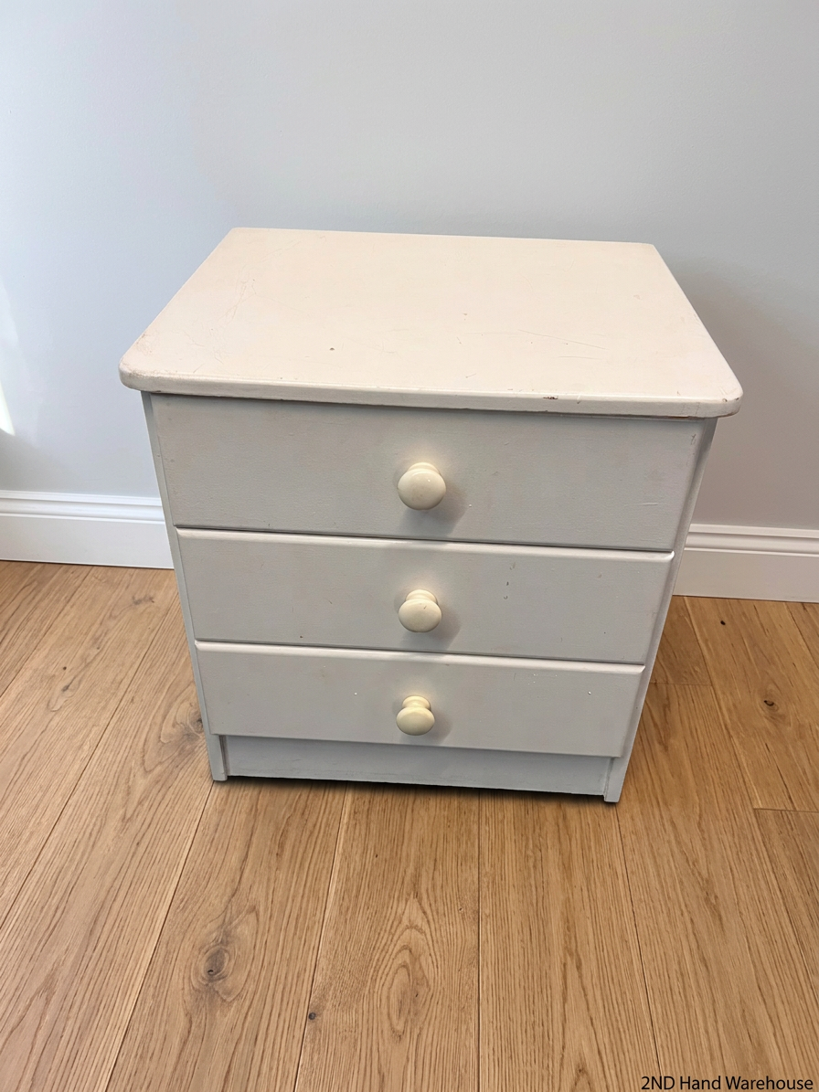 White 3-Drawer Storage Pedestal – styled product image