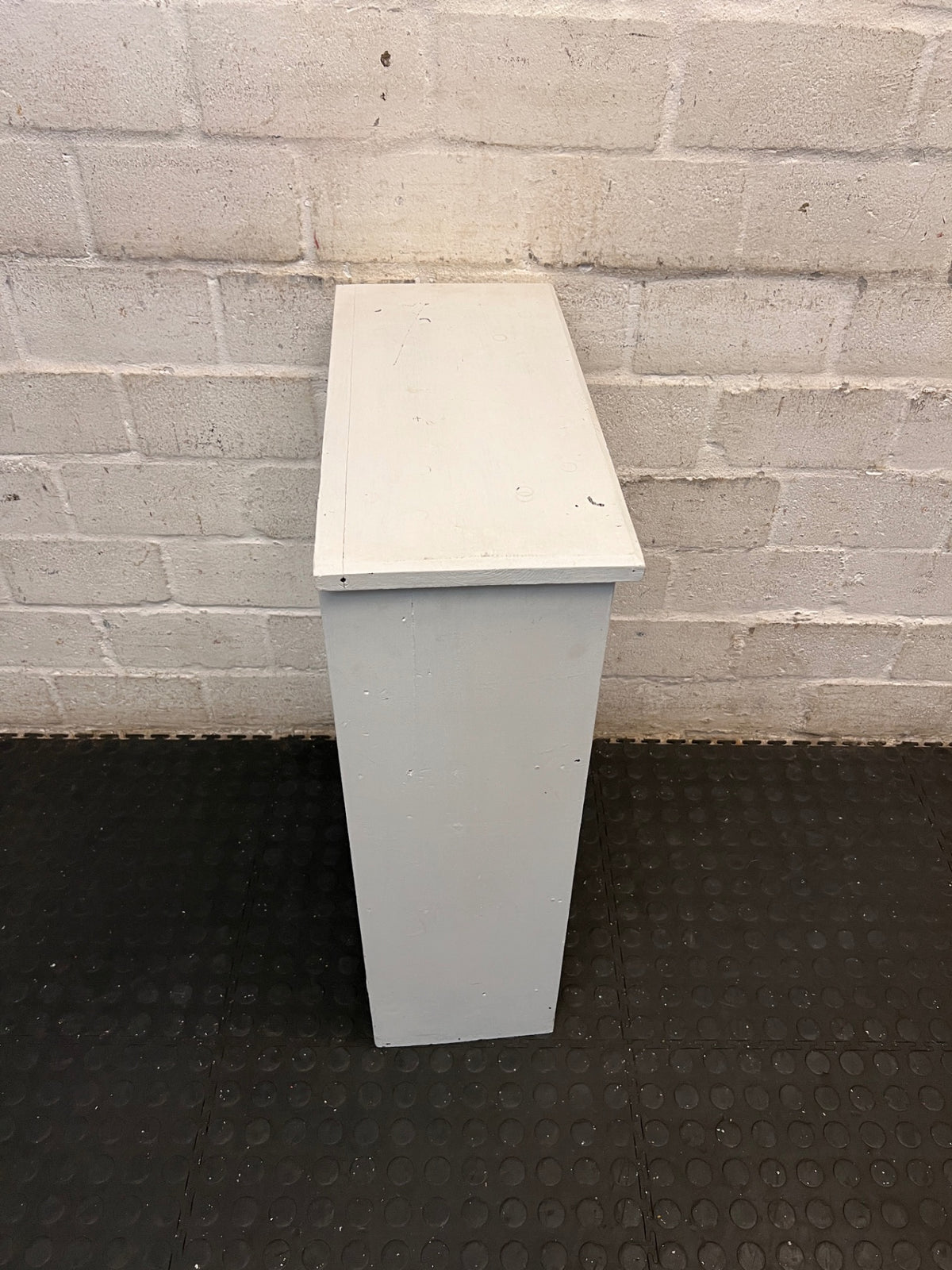 Compact White Wooden Bookshelf – back view