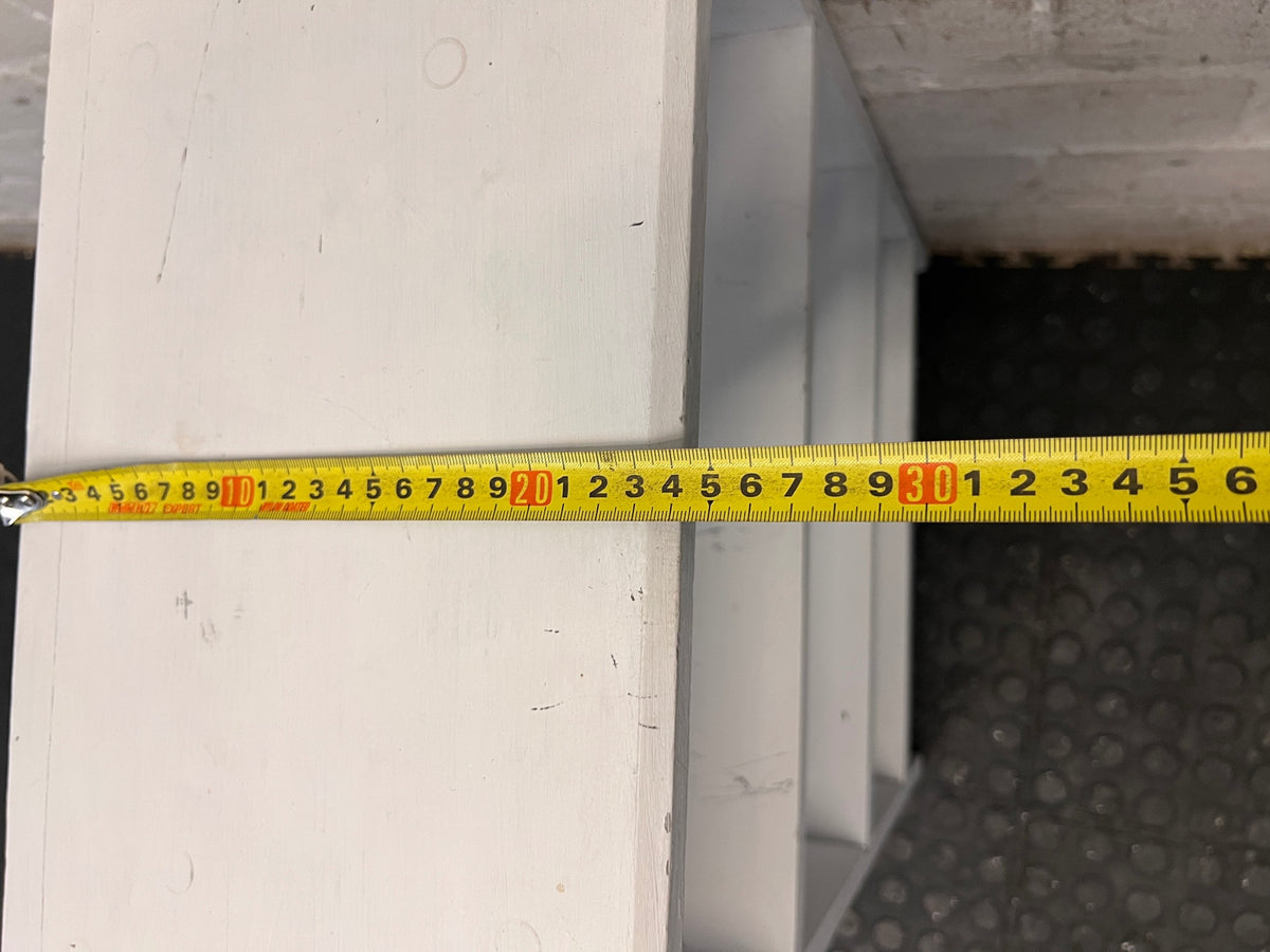 Compact White Wooden Bookshelf – depth measurement