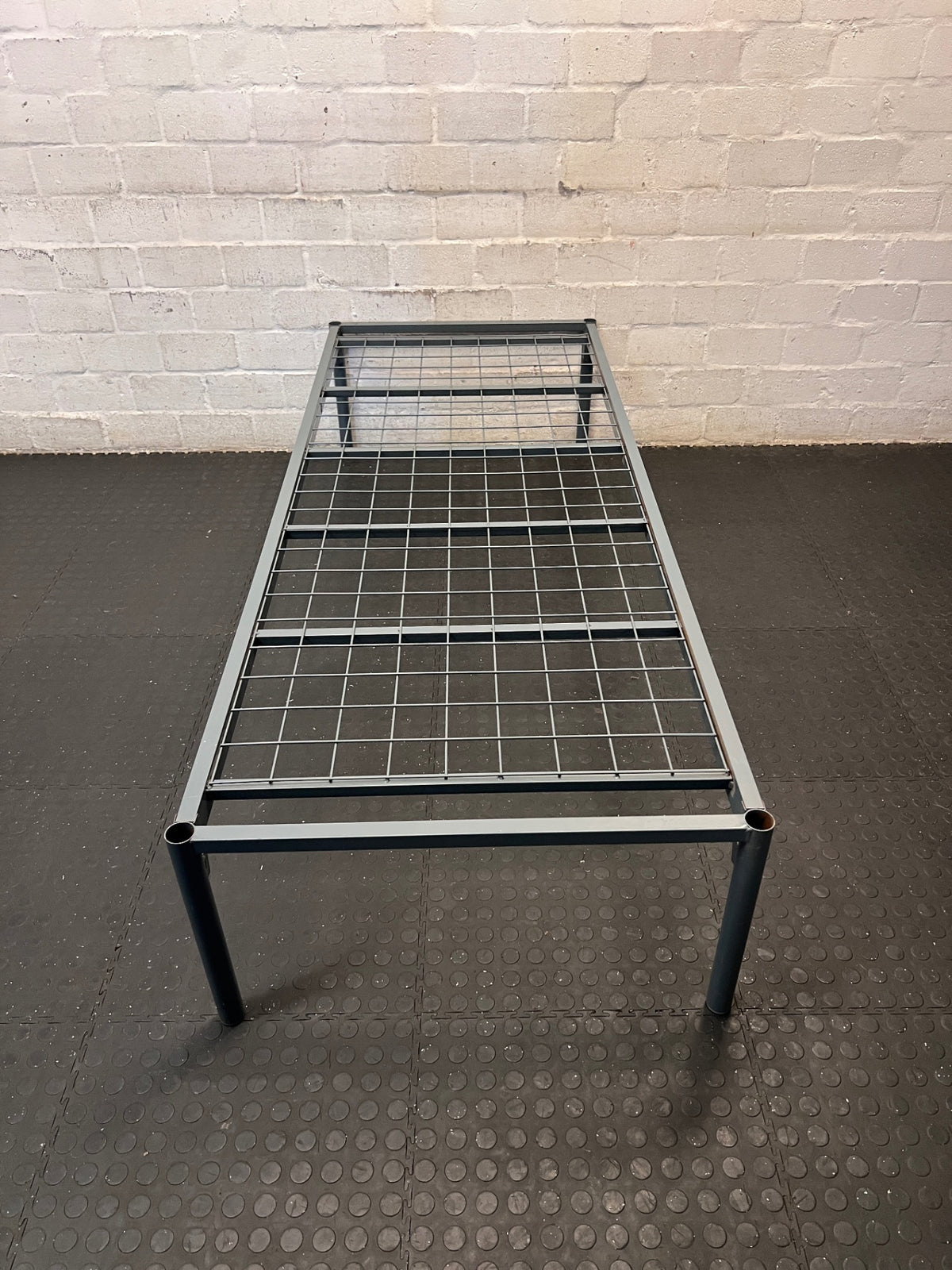 Sky Distribution Grey Metal Single Bed Frame – top view