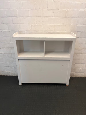 White Wooden Single Headboard with Shelving – main front view