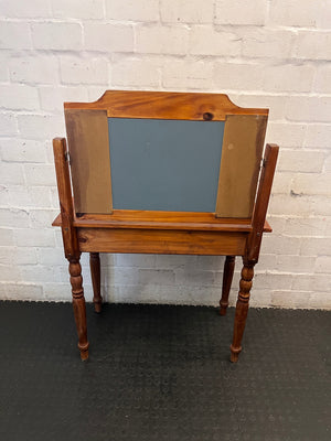Oak Finish Wooden Dressing Table with Mirror – back view