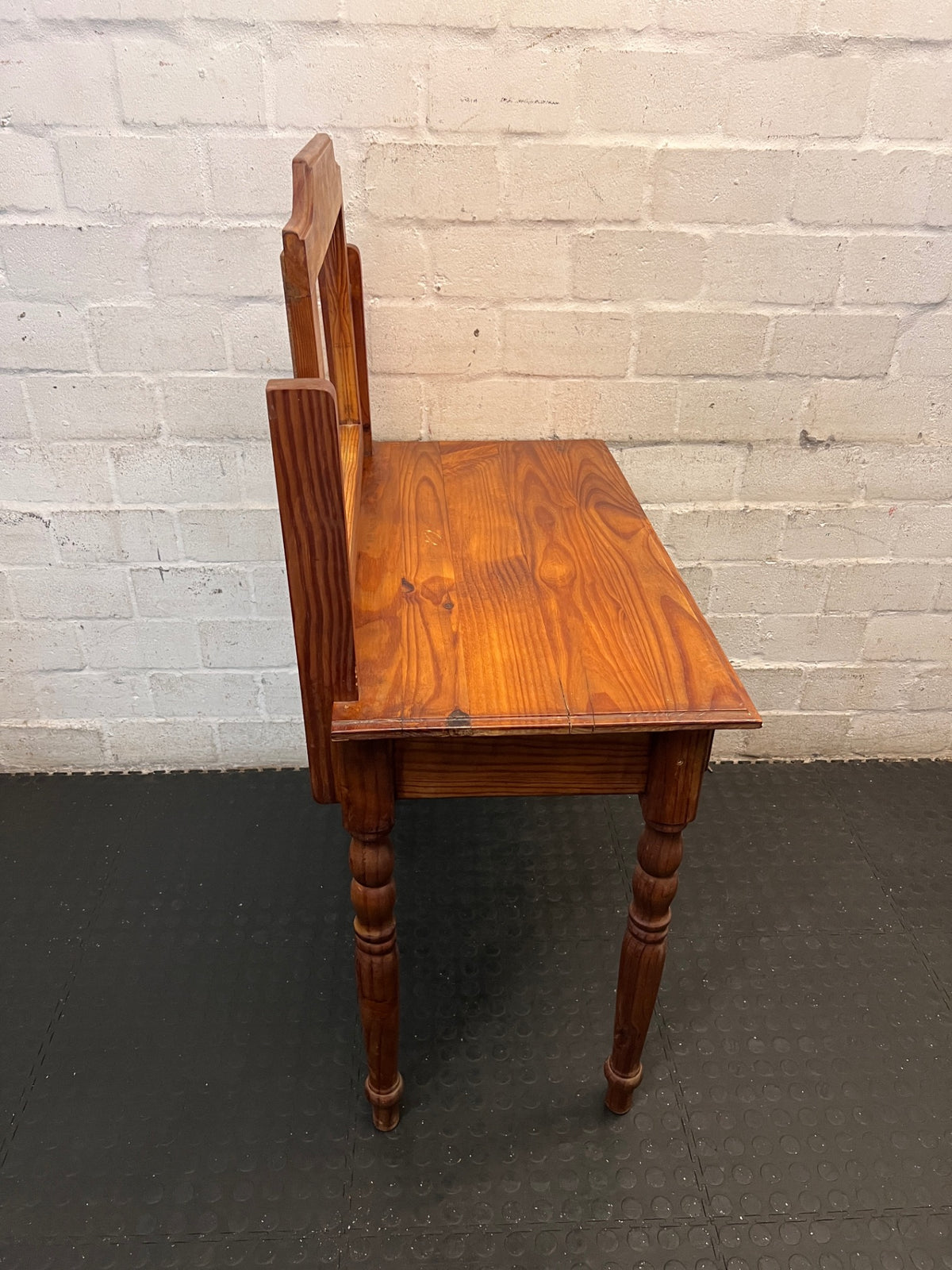 Oak Finish Wooden Dressing Table with Mirror – top view