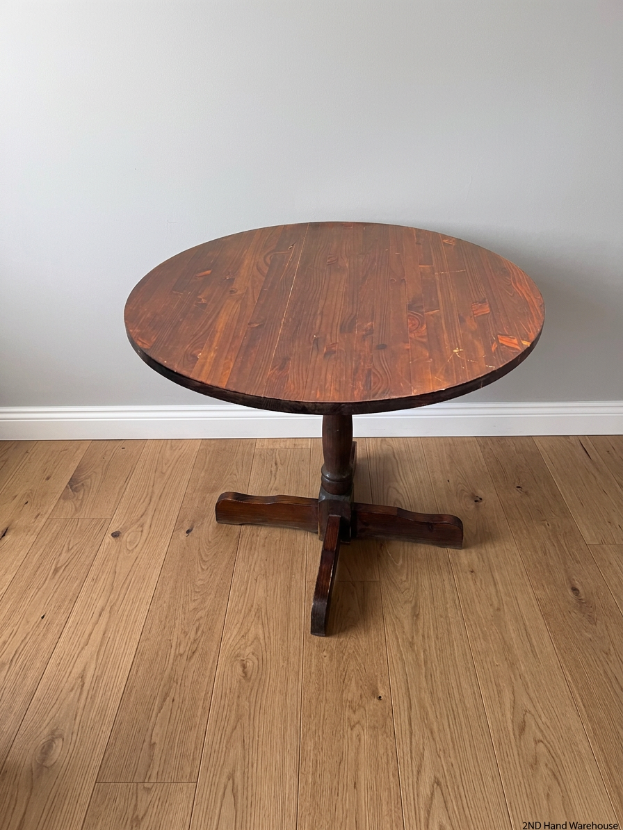 Round Wooden Pedestal Dining Table – styled product image