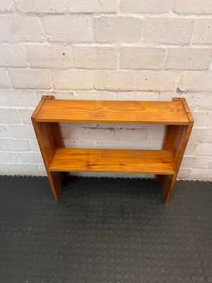 Compact Warm Oak Toned Timber Bookshelf – top view