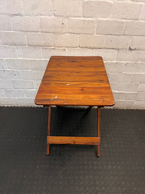 Wooden Slatted Folding Side Table – side view