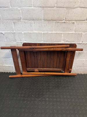 Wooden Slatted Folding Side Table – top view