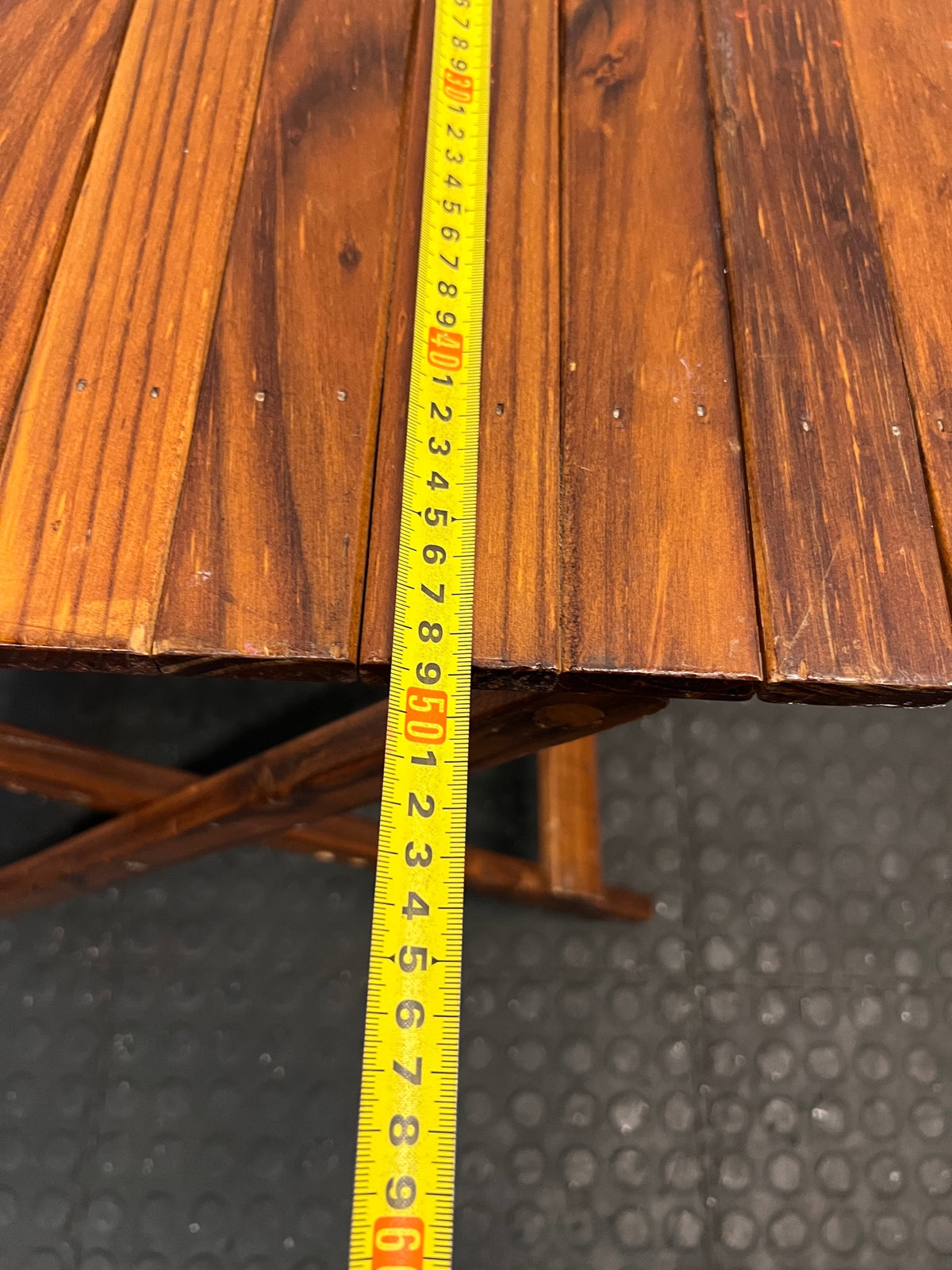 Wooden Slatted Folding Side Table – width measurement