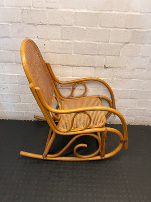Vintage Bamboo and Cane Rocking Chair – back view