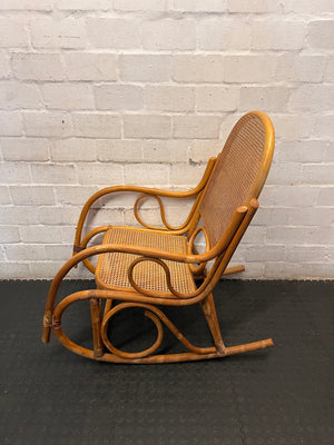 Vintage Bamboo and Cane Rocking Chair – side view