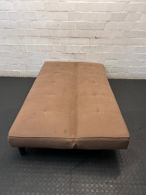 Brown Fabric Armless Sleeper Couch – condition detail