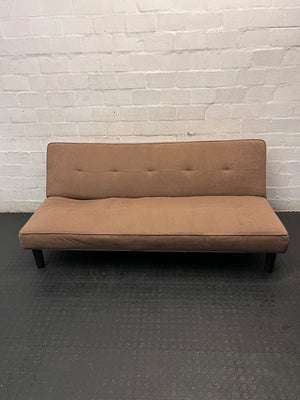 Brown Fabric Armless Sleeper Couch – main front view