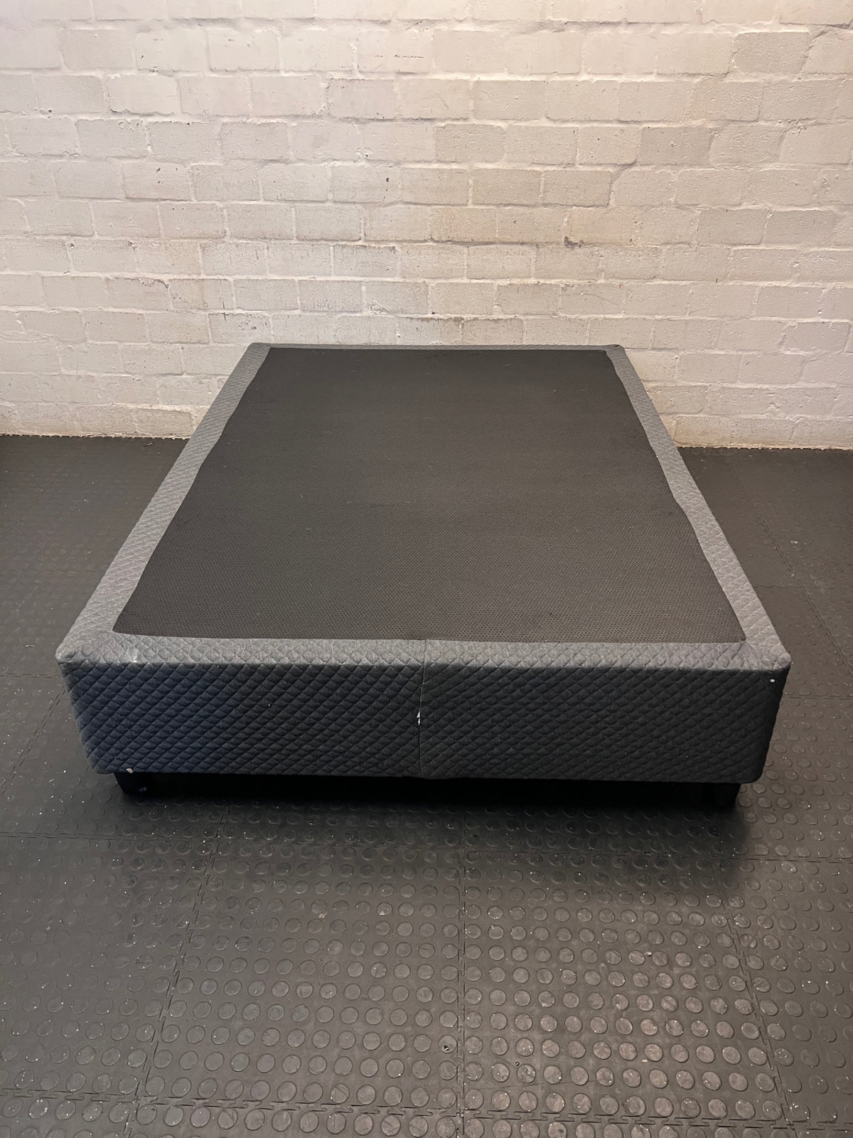 Quilted Grey Upholstered Double Bed Base – main front view
