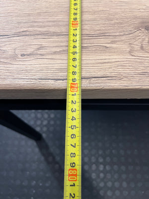 Russells Oak Finish Table with Black Metal Frame – depth measurement