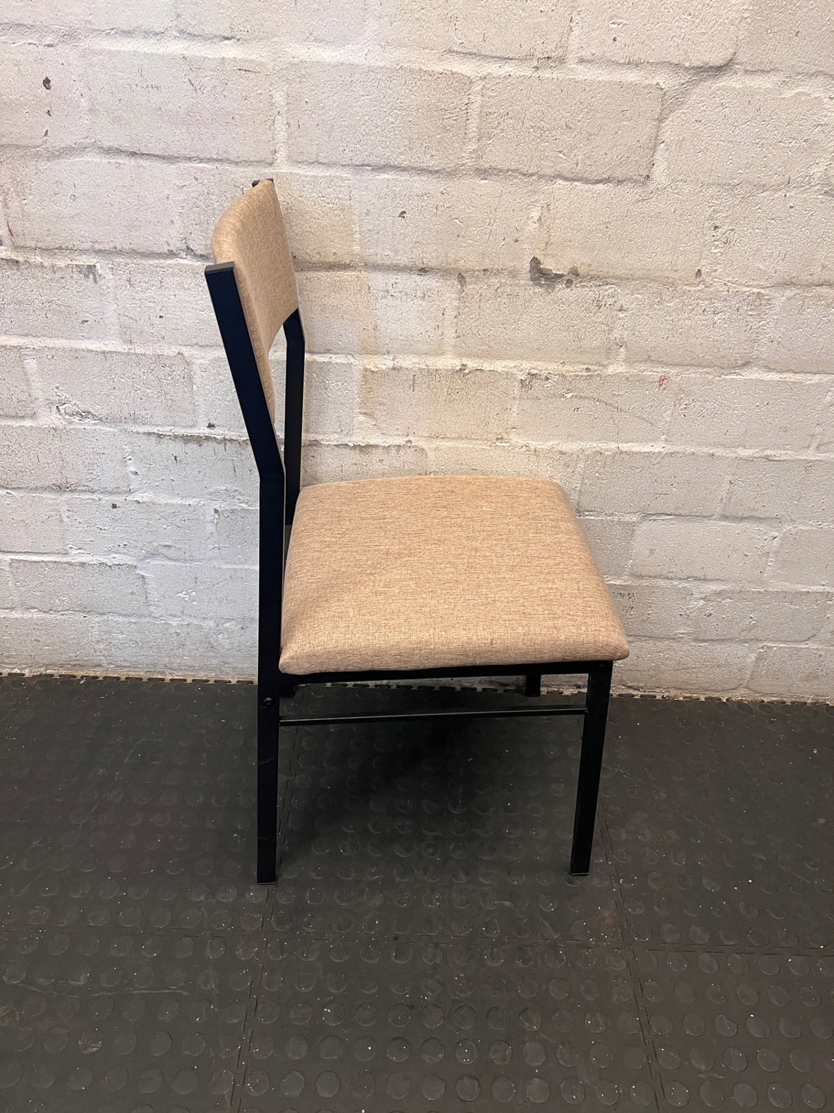 Russells Cream Upholstered Dining Chair with Metal Frame – back view