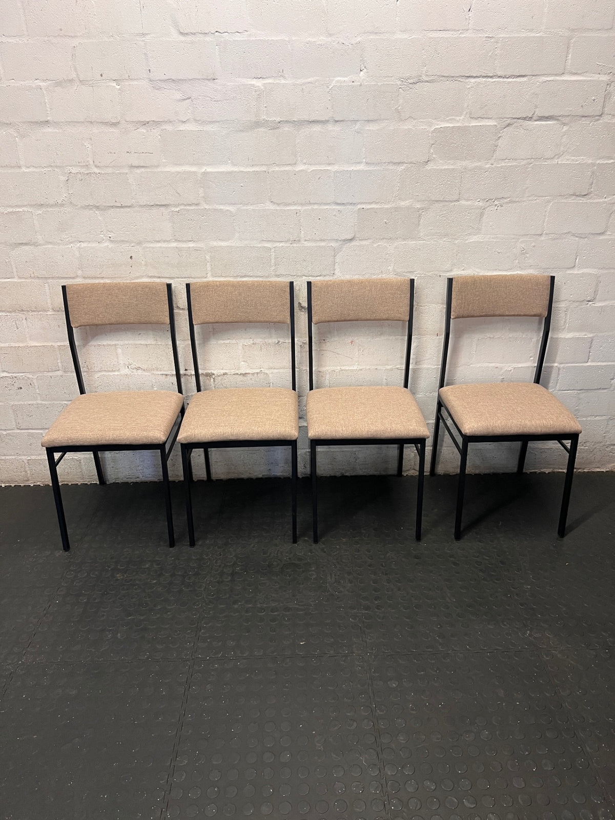 Russells Cream Upholstered Dining Chair with Metal Frame – condition detail