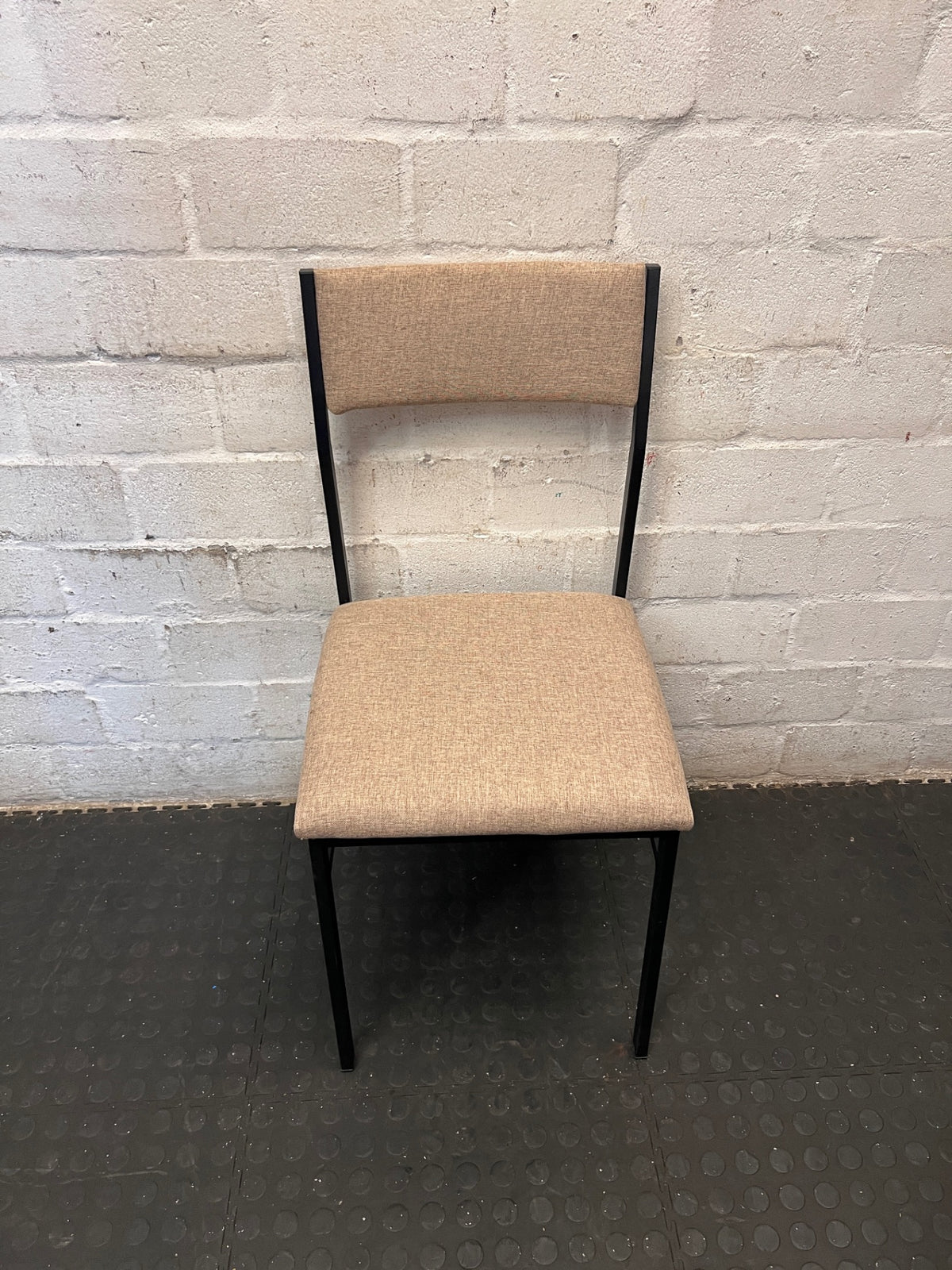 Russells Cream Upholstered Dining Chair with Metal Frame – main front view