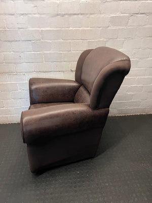 Brown Textured Faux-Leather One Seater Couch – side view